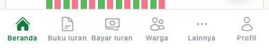 Menu Bayar Iuran di navigasi bawah