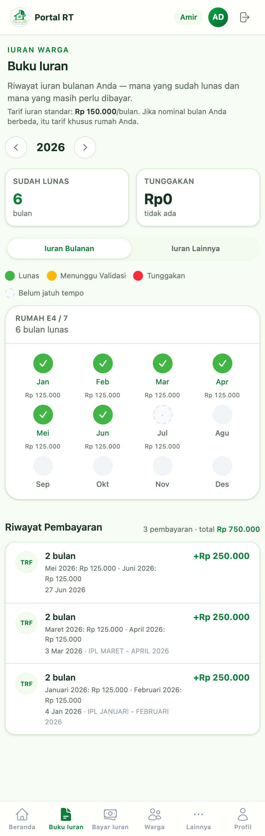 Halaman Buku Iuran