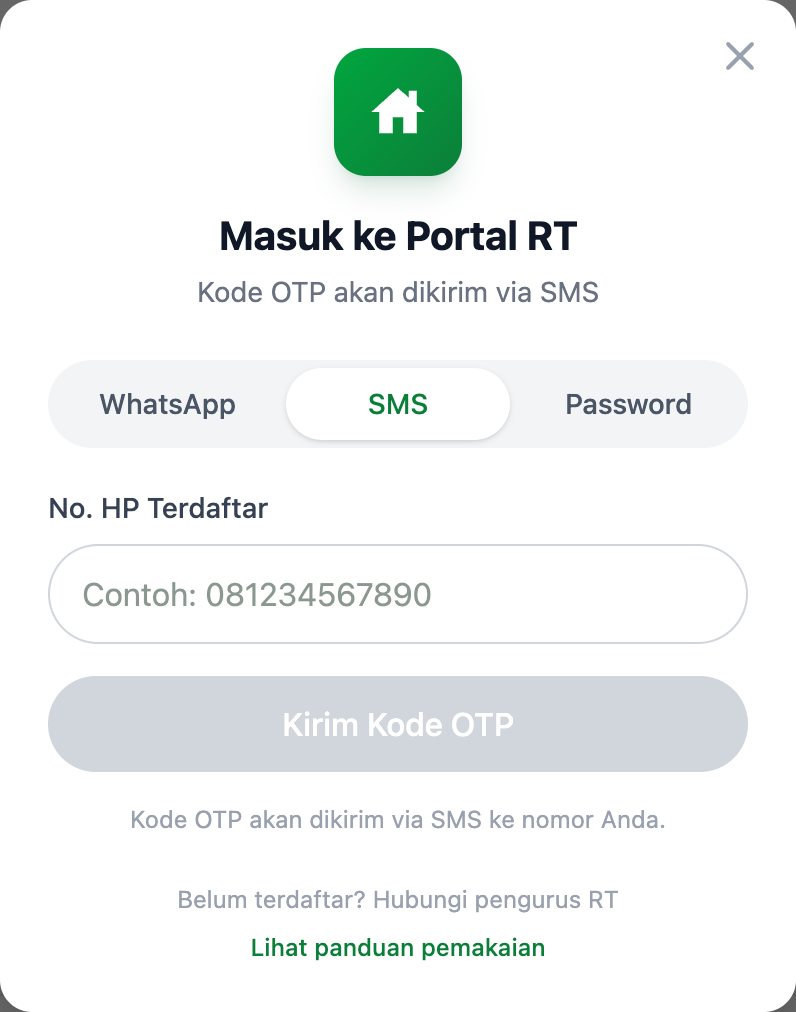 Langkah 1 — isi nomor HP
