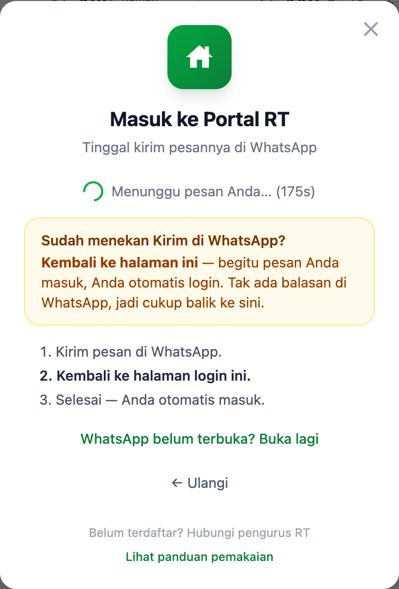 Langkah 3 — menunggu di halaman Portal RT